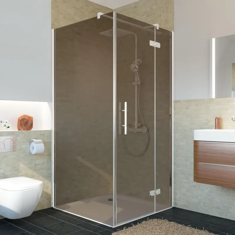 Aktuell Breuer Avanta Seitenwand für Drehtür mit Festteil Bronce getönt 80 cm - Alu Chromeffekt
