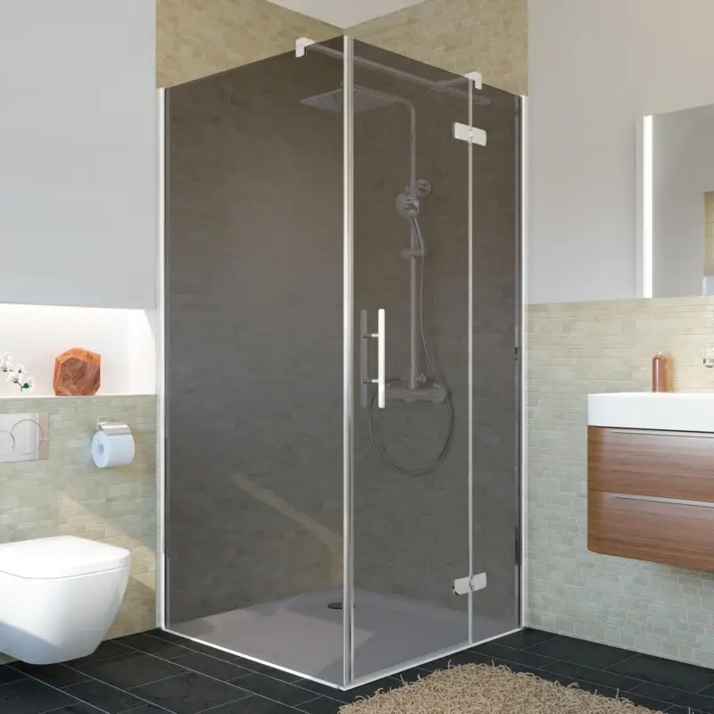 Breuer Avanta Seitenwand für Drehtür mit Festteil Grau getönt 75 cm - Alu Chromeffekt Jetzt Bestellen