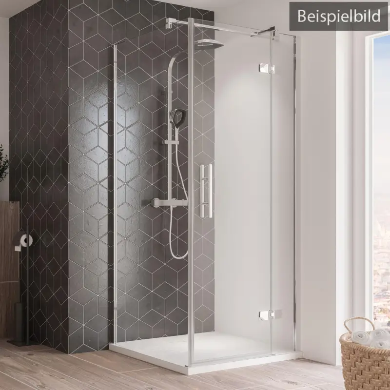 Echt Breuer Avanta Seitenwand für Drehtür mit Festteil Klarglas hell mit DualPlus 100 cm - Alu Chromeffekt