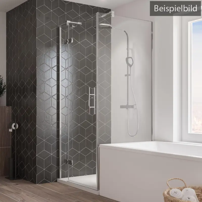 Finale Aktion Breuer Avanta Badewannenseitenwand für Drehtür mit Festteil (neben Wanne) Terrazzo 90 cm - Alu Chromeffekt