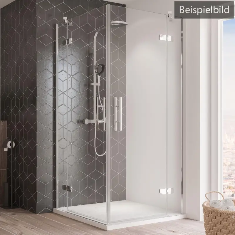 Breuer Avanta Eckeinstieg Drehtür mit Festteil 4-teilig Bella C 90 x 75 cm - Alu Chromeffekt Jetzt Kaufen