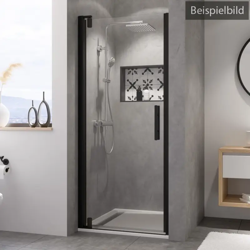 Meistverkauft Breuer Europa Design Black Edition Drehtür für Nische Türanschlag links Bronze getönt 90 cm - Schwarz matt