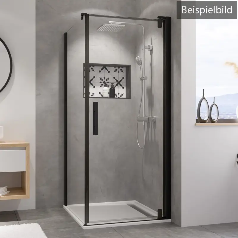 Direkt Vom Hersteller Breuer Europa Design Black Edition Seitenwand für Drehtür Wandanschlag links Bronze getönt 90 cm - Schwarz matt