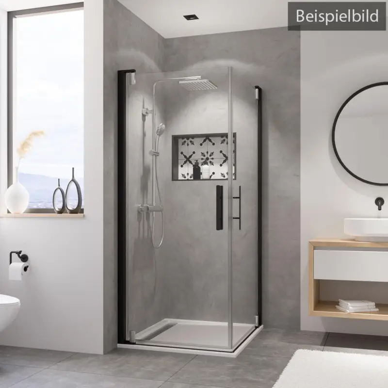 Breuer Europa Design Black Edition Eckeinstieg Drehtür 2-teilig Bronze getönt 100 x 100 cm - Schwarz matt Neu Im Sortiment
