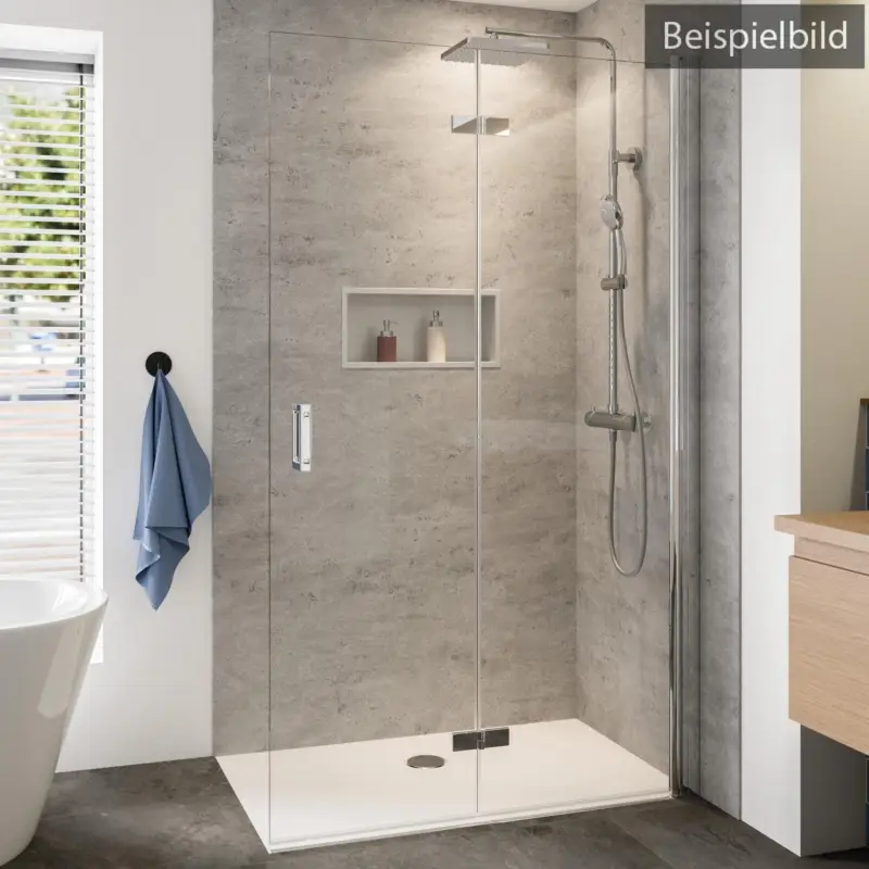 Garantierte Lieferung Breuer Panorama Walk-In Drehfalttür alleinstehend Türanschlag rechts Satiniert 140 cm - Alu Chromeffekt