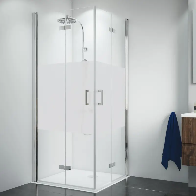 Breuer Panorama Eckeinstieg Drehfalttür 4-teilig Intima 80 x 75 cm - Alu Chromeffekt Preiswert
