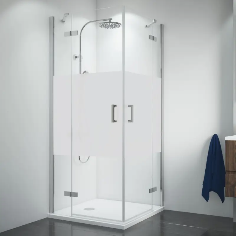 Aktuell Breuer Panorama Eckeinstieg Drehtür mit Festteil 4-teilig Intima 75 x 90 cm - Alu Chromeffekt