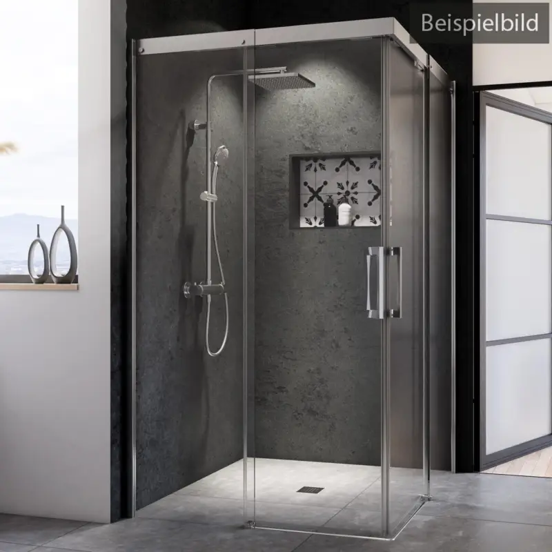 Breuer Panorama Eckeinstieg Schiebetür 4-teilig Terrazzo 100 x 90 cm - Alu Chromeffekt Beliebt