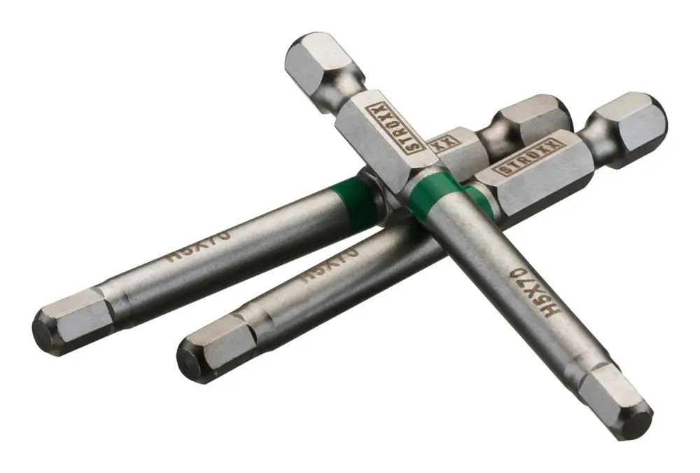 Stroxx Bits, 70 mm 1/4", mit Farbring grün, HEX/Sechskant 5 mm, 3-teilig Kracherpreis