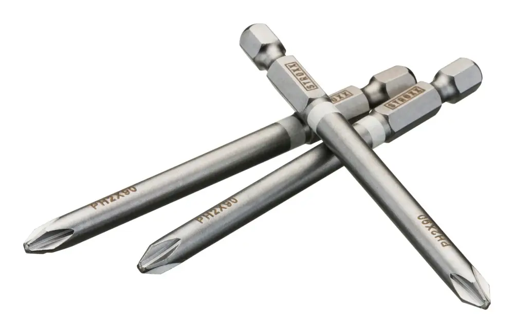 Echt Stroxx Bits, 90 mm 1/4", mit Farbring weiß, Phillips, PH 2, 3-teilig