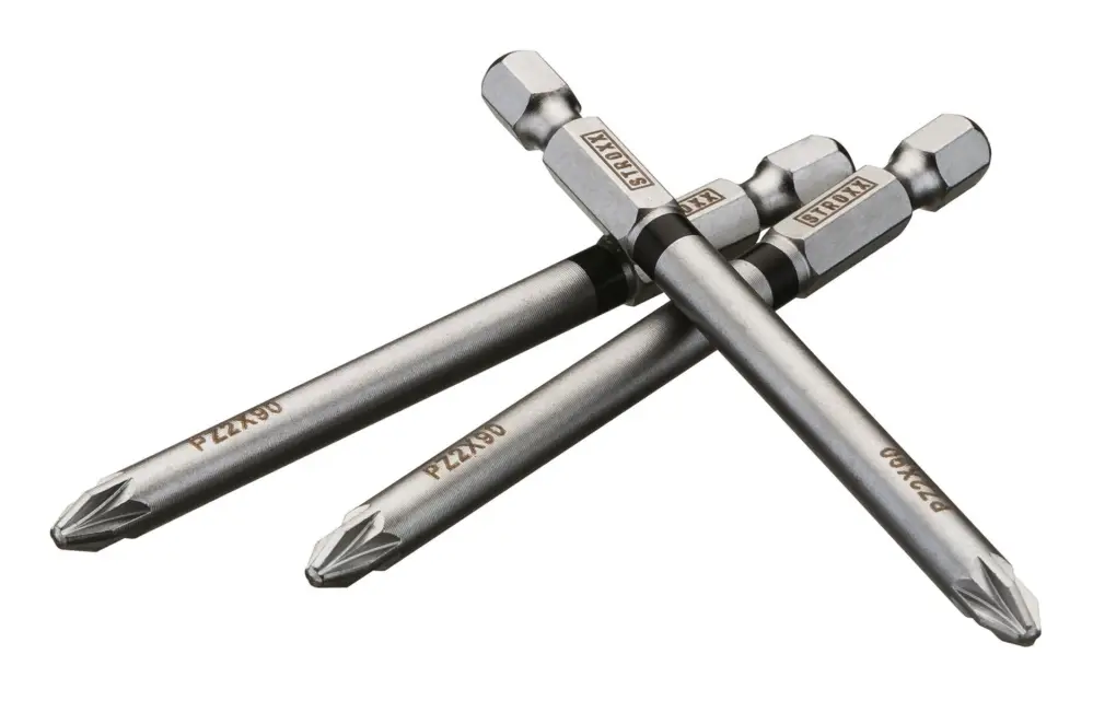 Preisreduziert Stroxx Bits, 90 mm 1/4", mit Farbring schwarz, Pozidriv, PZ 2, 3-teilig