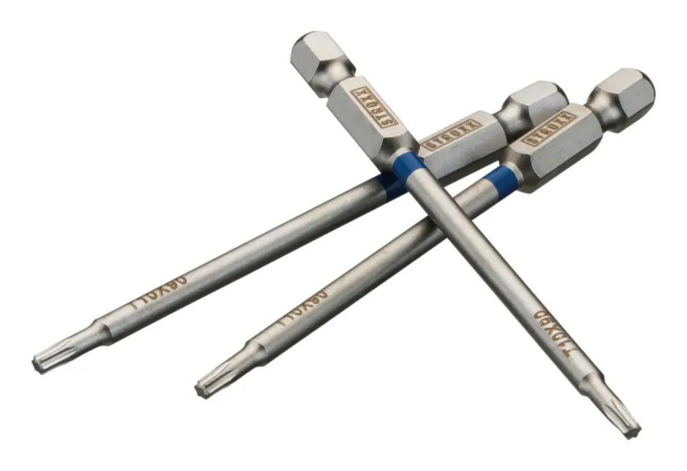 Nur Heute Stroxx Bits, 90 mm 1/4", mit Farbring blau, Torx, TX 10, 3-teilig
