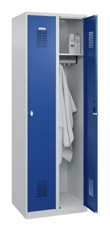 Stroxx Garderobenschrank, 2 Abteile, 1850 x 600 x 500 mm RAL 7035/5010 Sonderangebot