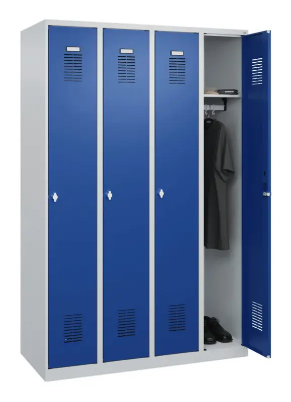 Neu Stroxx Garderobenschrank, 4 Abteile, 1850 x 1200 x 500 mm RAL 7035/5010
