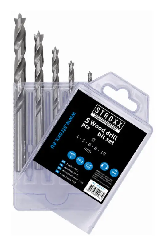 Mega-Angebot Stroxx HSS-Holzspiralbohrer-Set im Multipack 4, 5, 6, 8, 10 mm, 5-teilig