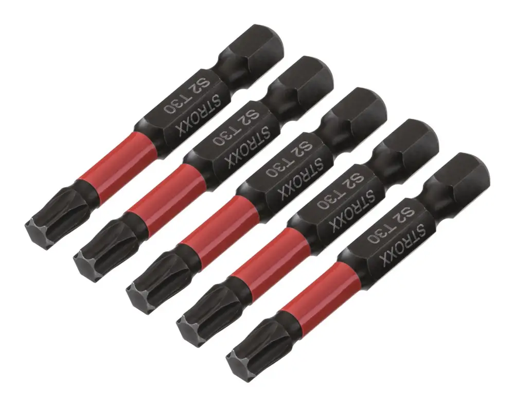 Stroxx Impact Bits, 50 mm 1/4", mit Farbring rot, Torx, TX 30, 5 Stück Abverkauf