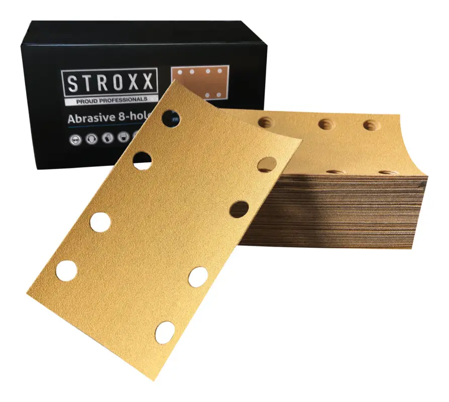 Stroxx Schleifstreifen Abrasive, 81 x 133 mm, 8-fach gelocht, K100, 50 Stück Rabatt