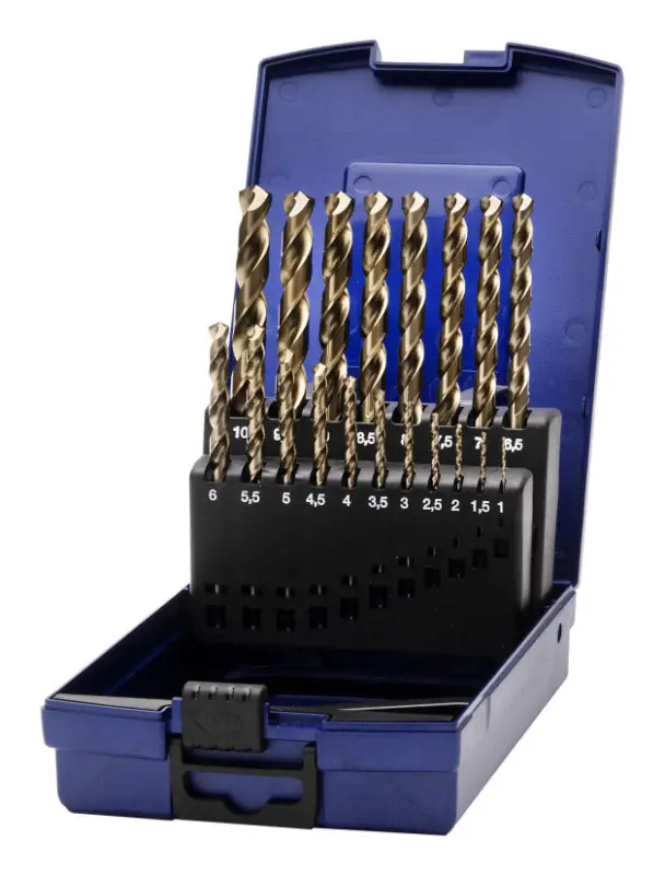 Zertifiziert Stroxx Spiralbohrerkassette HSS-E DIN 338, geschliffen mit Kreuzanschliff, Ø 1-10 mm, 19-teilig