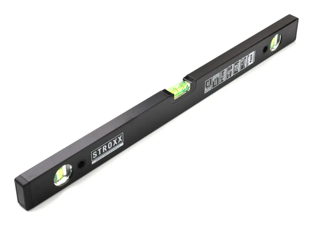 Markenprodukt Stroxx Wasserwaage, mit drei Libellen, schwarz, 1000 mm