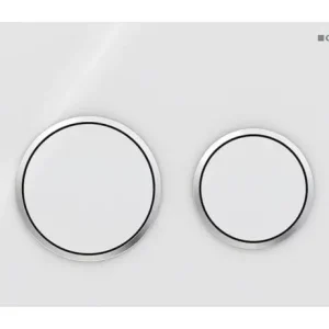 Neue Kollektion Geberit Omega20 Betätigungsplatte für 2-Mengen-Spülung Tastenform rund - Weiß / Hochglanz-Verchromt