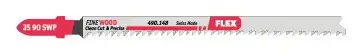 Bestseller Flex Stichsägeblätter mit präzisionsgeschliffener Verzahnung für sehr saubere, gerade und winkelhaltige Schnitte bis 50 mm in Holz 90 mm
