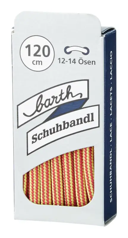 Sale Barth Schnürsenkel, 120 cm, rund gelb-rot (Verpackungseinheit 6 Paar)