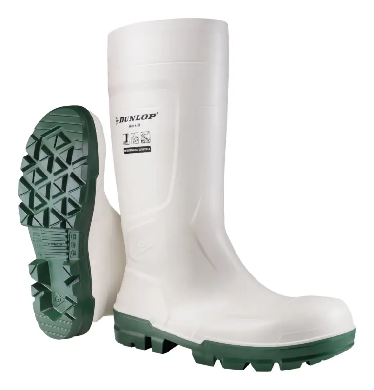 Direkt Vom Hersteller Dunlop Sicherheitsstiefel Work-It Safety White PVC, SR LO LG S4 Größe 40 (Verpackungseinheit 1 Paar)