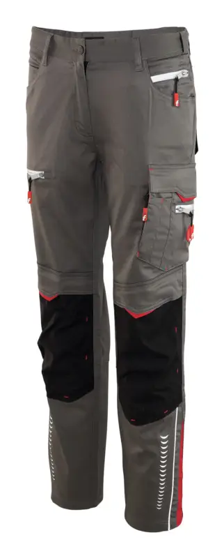 Fortis Damen-Bundhose Flex grau/schwarz/rot Größe 46 Neu Im Sortiment