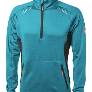 Ausverkauf Fortis Elements Tech-Fleecepullover türkis/schwarz meliert Größe L