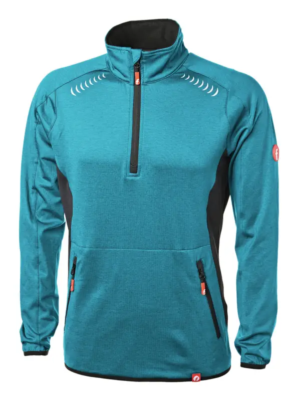 Ausverkauf Fortis Elements Tech-Fleecepullover türkis/schwarz meliert Größe L