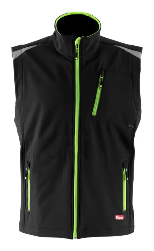 Fortis Herren Softshellweste twenty-four, schwarz/limegreen, Größe XL Billig