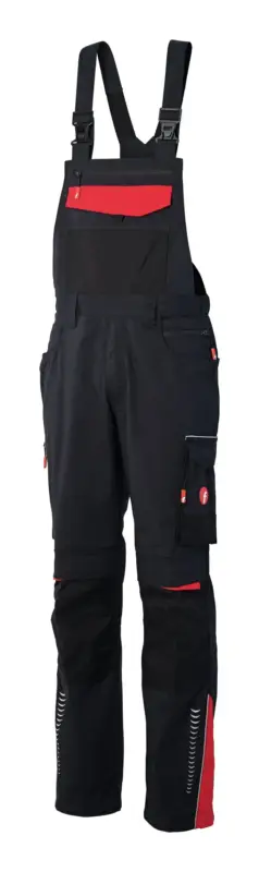 Neue Kollektion Fortis Herren-Latzhose Performance schwarz/rot Größe 62