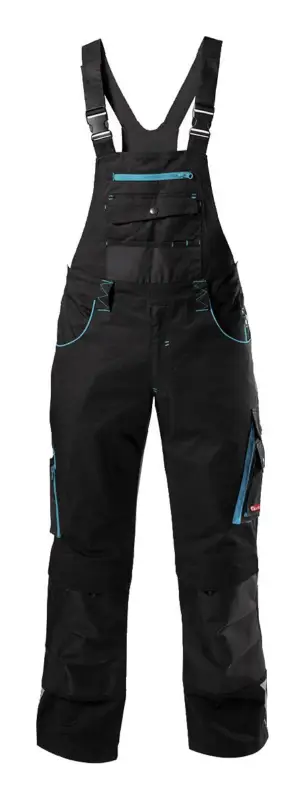 Fortis Herren-Latzhose twenty-four, schwarz/türkis, Größe 54 Rabatt