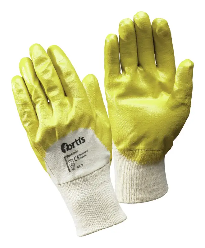 Nur Heute Fortis Nitrilhandschuh Mechanic, Nitril, gelb, SB-verpackt, Größe 7 (Verpackungseinheit 12 Paar)