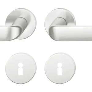 Knallerangebot FSB ASL Drückergarnitur 8 mm BB Rundrosette max. 45°. TS 39-58 mm Aluminium naturfarbig