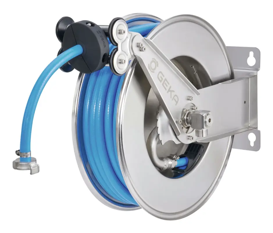 Top-Seller Geka plus automatischer Schlauchaufroller EA15KSK Edelstahl, inkl. 20m DVGW-Schlauch 1/2" & Arm.