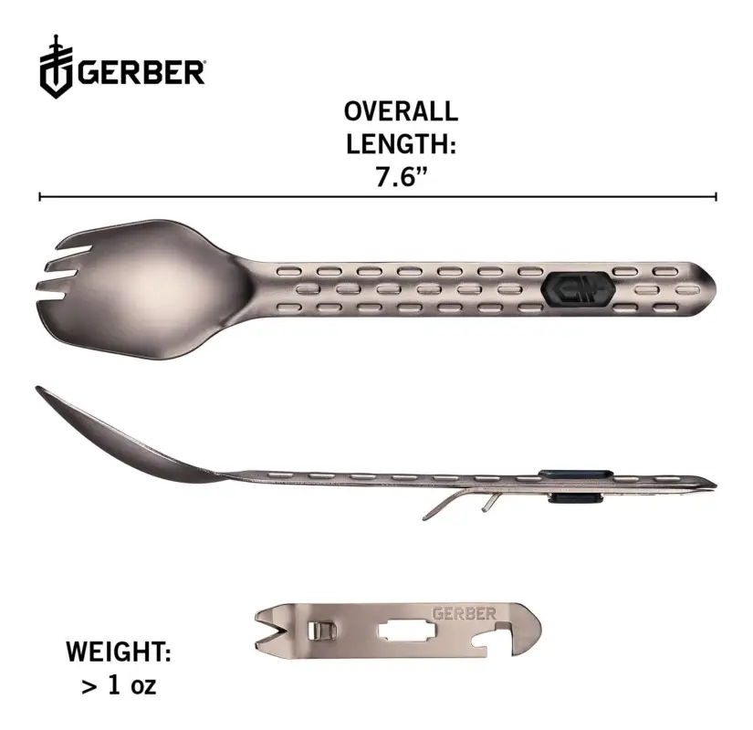 Letzte Chance Gerber Multifunktions-Essbesteck Devour TI (Titanium) (Verpackungseinheit 3 Stück)