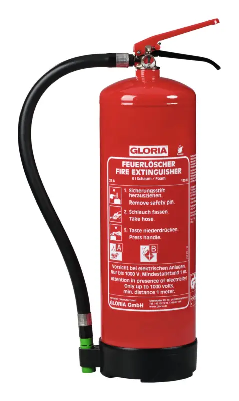 Gloria Schaumfeuerlöscher 9 Liter SDE 9 flourfrei Brandklasse A & B Geprüft