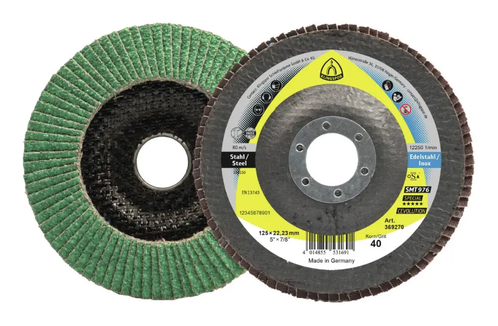 Online Kaufen Klingspor Fächerschleifscheibe SMT 976 125 x 22,23 mm gewölbt K40 Keramikkorund K40