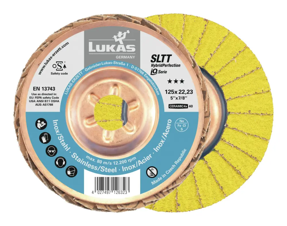 Saisonangebot Lukas Fächerschleifscheibe SLTT HybridPerfection 125 mm Ceramic4x Korn 40