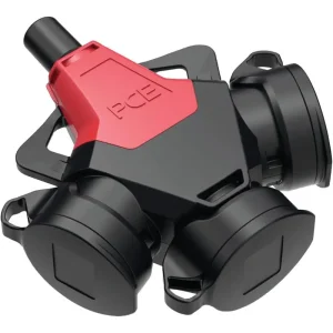Neu PCE/Merz 3-Wege-Schutzkontakt-Kupplung Taurus2 Gummi mit Deckelband IP54 rot