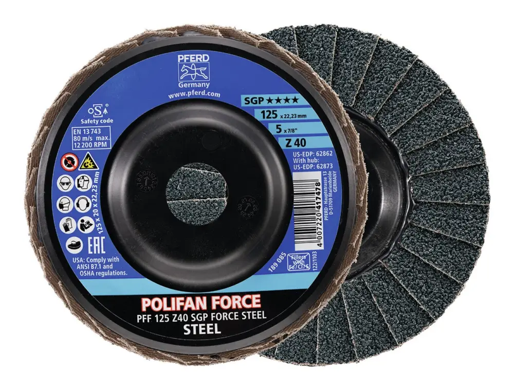 Sonderangebot Pferd Fächerschleifscheibe FORCE SGP STEEL 125 mm Z 40