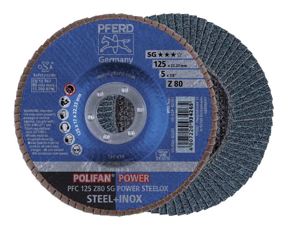 Pferd Fächerschleifscheibe Z 80SGP POWER 125 mm K80 Schneller Versand