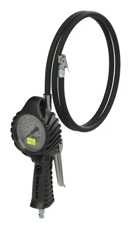 Riegler Hand-Reifenfüllmesser mit Momentstecker, drehbar, geeicht, Manometer Ø80 mm, 0-12 bar/170 psi Nur Heute