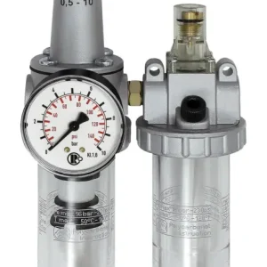 Riegler Wartungseinheit 2-teilig BR Standard, G1/4" DN6, BG 1, PC-Behälter, 5µm, 0,5-10 bar Versand Am Gleichen Tag