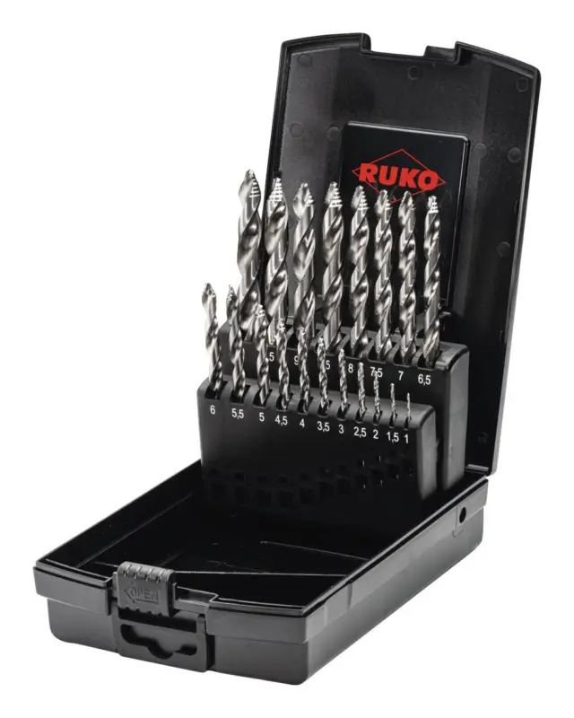 Sonderaktion Ruko Spiralbohrer-Satz DIN338 HSS-G D.1-10mm 0,5 mm, Kunststoff-Kassette, 19-teilig ULTIMATECUT