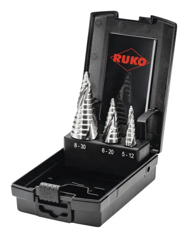 Ruko Stufenbohrer-Set WN HSS 3-tlg in Rosebox, Ultimatecut Top-Seller