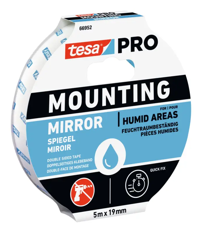 Tesa Mounting Pro 66952 Spiegel, 5m x 19 mm (Verpackungseinheit 16 Rollen) Markenware