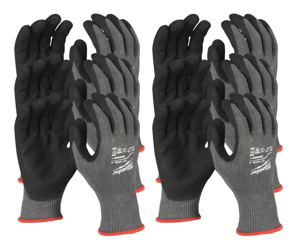 Milwaukee Schnittschutzhandschuhe Klasse 5/E, Größe 11 (XXL) - 12er Pack (Verpackungseinheit 1 Paar) Markenware