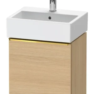 Abverkauf Duravit D-Neo Waschtischunterschrank mit 1 Tür Anschlag links Griff Gold Poliert 434 x 440 x 322 mm - Eiche Natur Matt